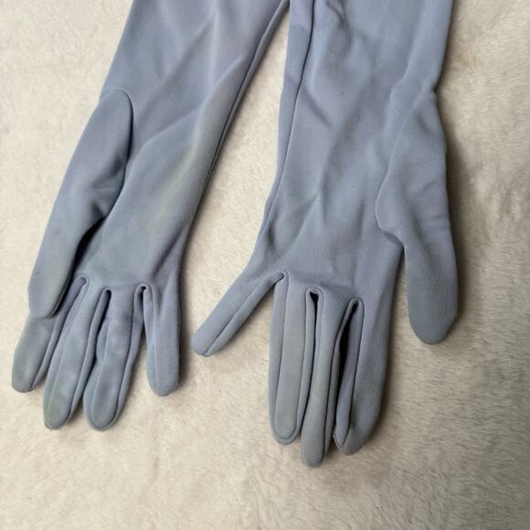 Vtg Pale Blue Women's Long Opera Gloves Size 6.5 1950s Tea Party Coquette Formal - Picture 3 of 3